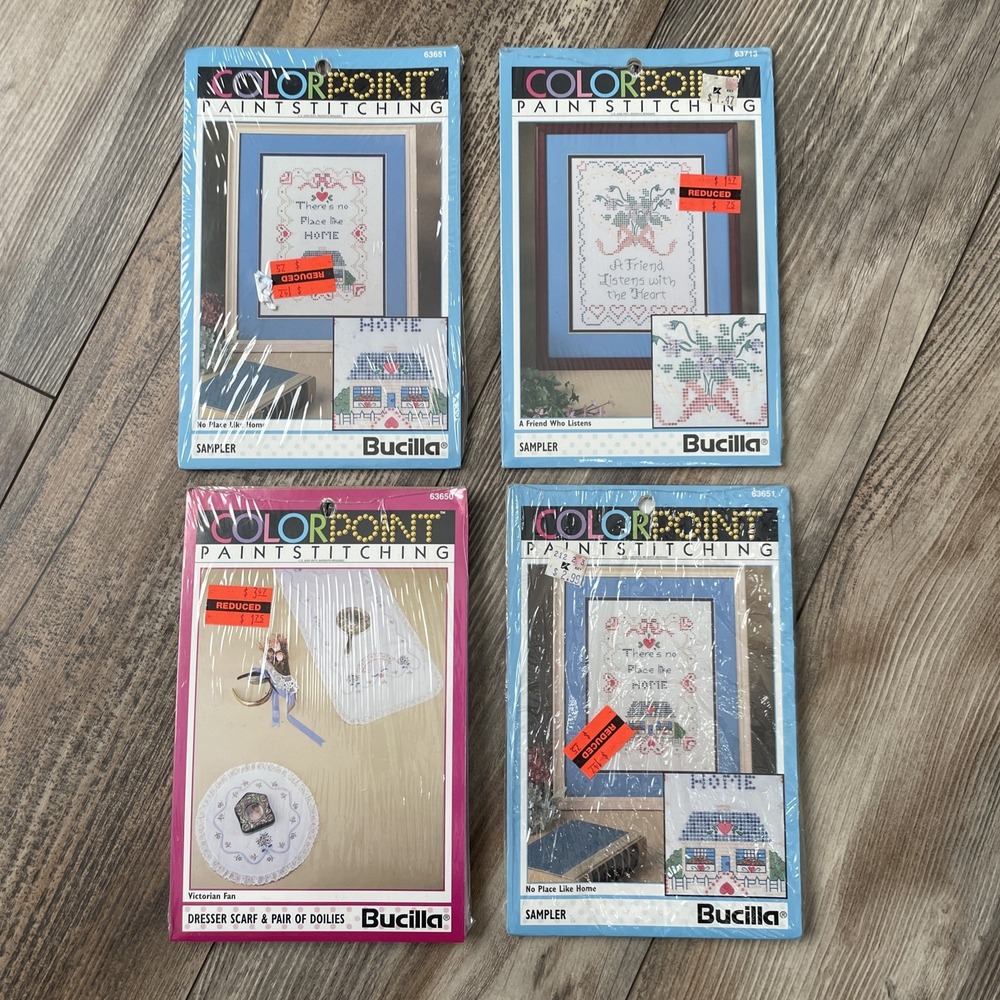 4 Vintage 1993 Bucilla Colorpoint PaintStitching Christmas Kit Lot Of‎ 4 Sealed